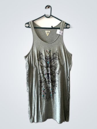 IKKS Gray Fringed Tank Top