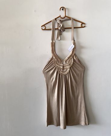 Beige Satin Kleid