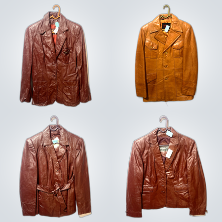 RL Leather Coat & 6 Leather Jackets Bundle Wilson Winlit Mix Brands Lot