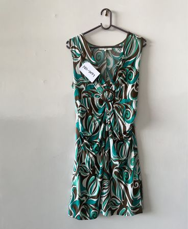 Dress with Teal and Brown Swirl Pattern