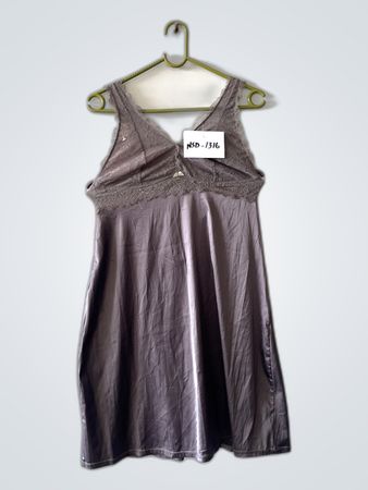 Grey Lace-Trimmed Chemise
