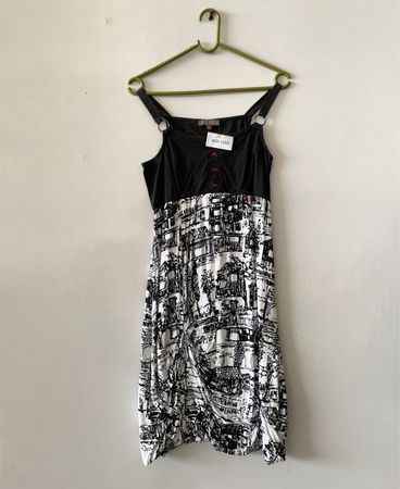 Black and White Cityscape Dress