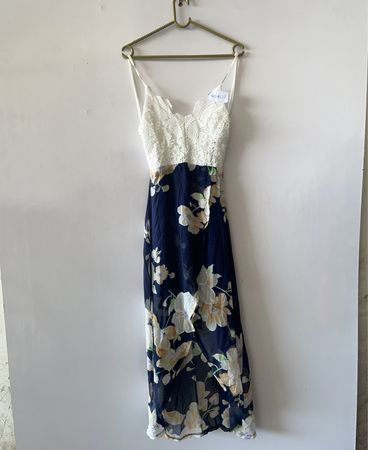 Floral Maxi Dress with Lace Top