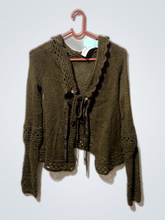 Olive Green Cropped Knit Sweater