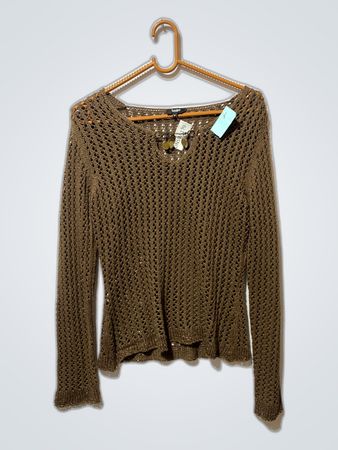Brown Crochet Long Sleeve Top