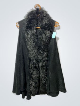 Black Fur Trim Vest