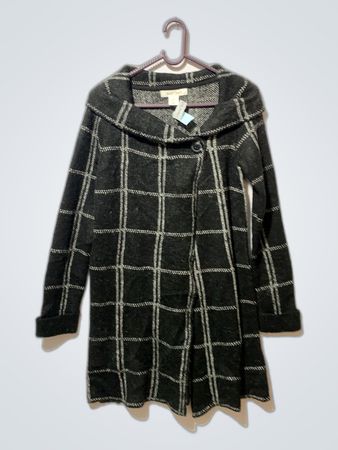 Ellen Tracy Gray Plaid Coat