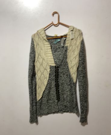 Gray and Beige Knit Sweater