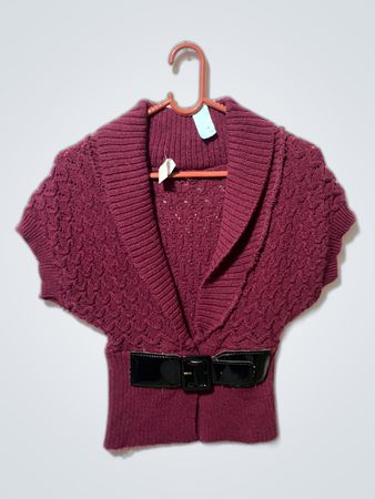 Maroon Knit Bolero Sweater