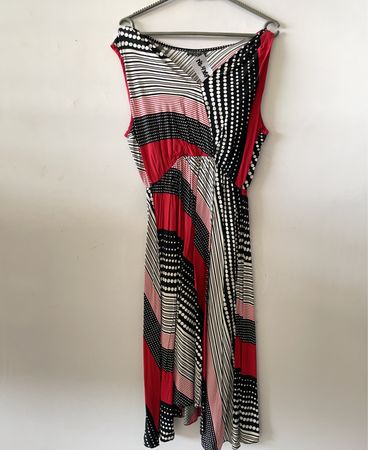 Dress with Black, White, and Red Pattern