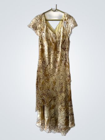 Brown and Beige Paisley Dress