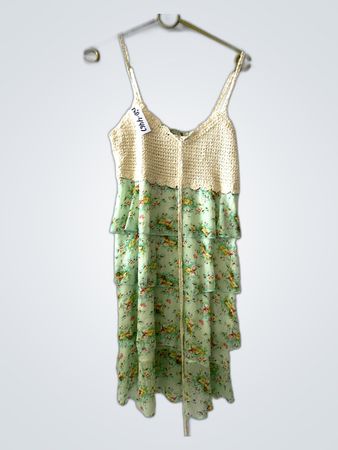 Green Floral Crochet Top