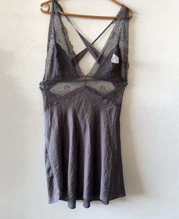 Gray Lace Trim Chemise