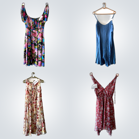Designer & Trendy Floral Dress Bundle - 10 Pc Mix Mini Midi Slip Dresses See by Chloé Zara Kappa