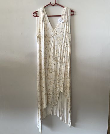 White Dress with Gold Pattern
