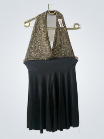 Black and Gold Halter Neck Dress