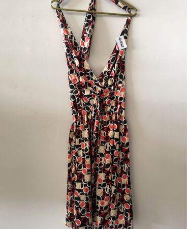 Dress with Red, Black, and White Pattern