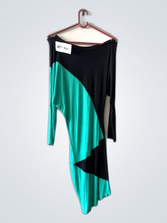 Long Sleeve Black and Green Dress