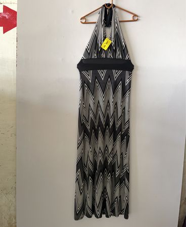 Black and White Chevron Halter Dress