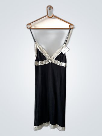 Black Chemise with White Lace