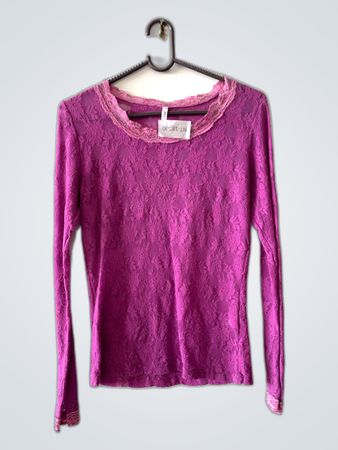 Pink Lace Long-Sleeve Top