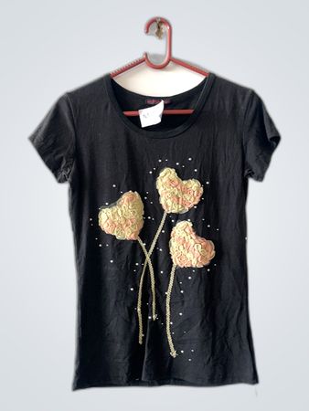 Black Embellished T-Shirt