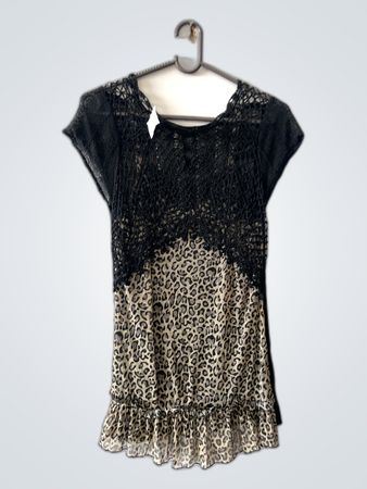 Sheer Lace Leopard Print Blouse