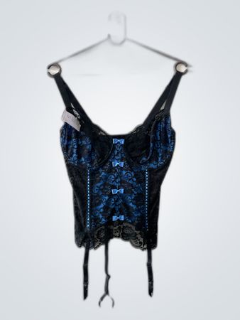 Blue and Black Lace Corset