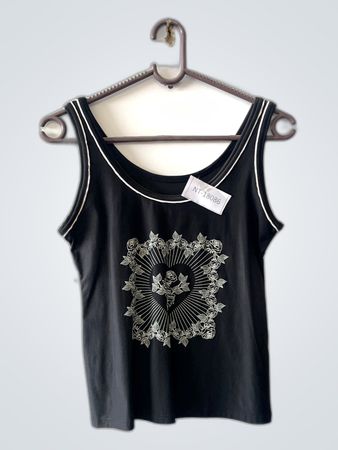 Black Tank Top with White Design