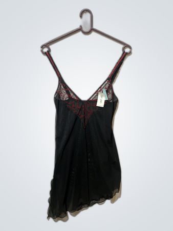 Black Chemise with Red Lace