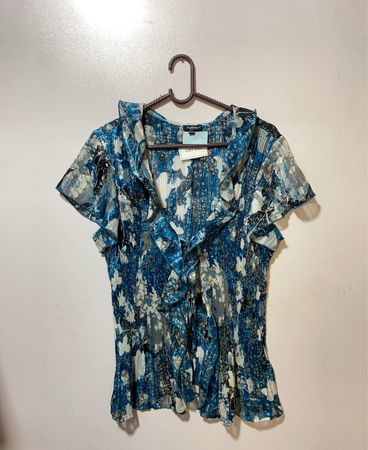 Ralph Lauren Blue Floral Blouse