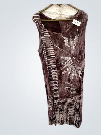 Brown Tie-Dye Sleeveless Dress