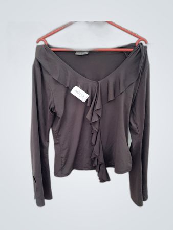 Gray Off-The-Shoulder Long Sleeve Top