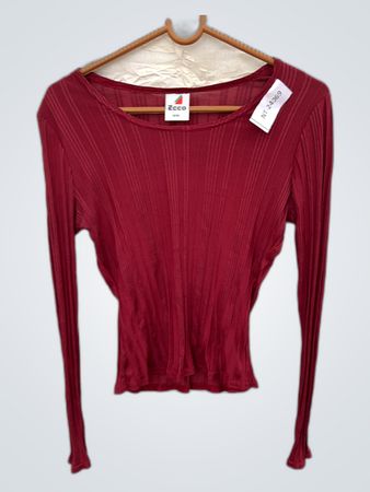 ECCO Red Ribbed Long-Sleeve Top