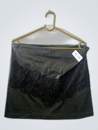 Black Leather Skirt with Lace Details