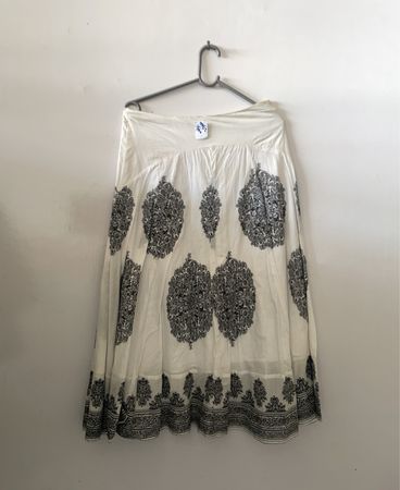 Promod White Embroidered Skirt