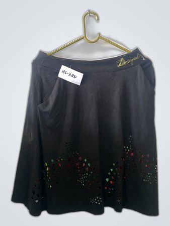 Black Skirt with Multicolor Perforations