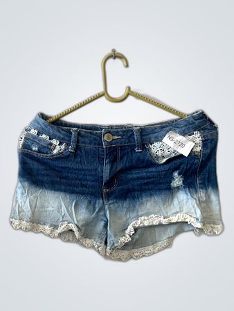 Denim Shorts with Lace Trim