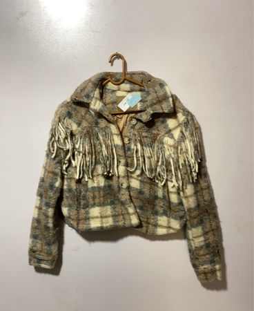 Fringed Plaid Jacket