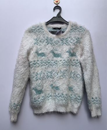 George Fuzzy White and Blue Sweater