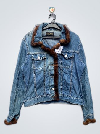 MILIOS Denim Jacket with Fur Trim