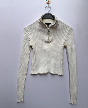 Forever 21 Ribbed Knit Zip Sweater