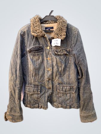 Denim Jacket with Fur Collar