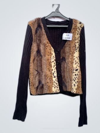 Brown Fur Vest with Long Sleeves