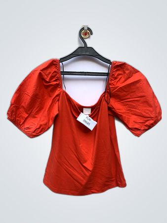 Red Puff Sleeve Top