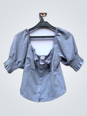 Gray Smocked Top