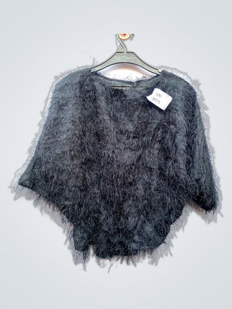 Black Fuzzy Poncho