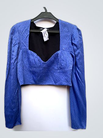 Blue Polka Dot Long Sleeve Top