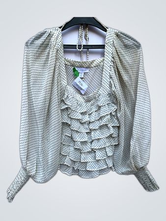 Topshop Polka Dot Ruffled Blouse