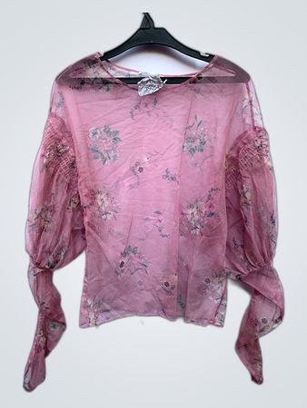 Pink Floral Sheer Blouse